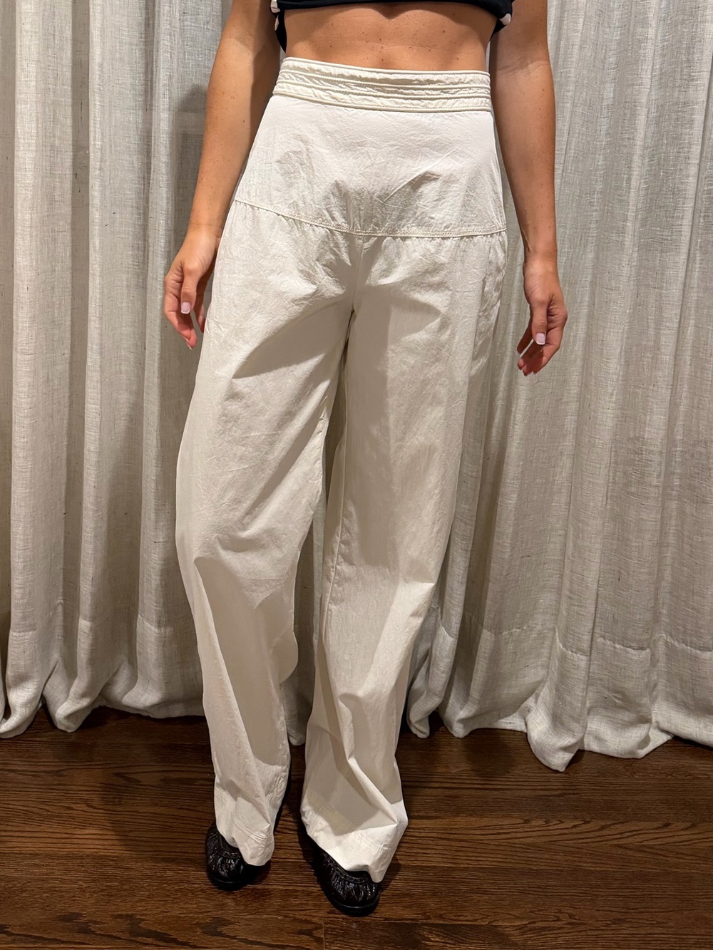 Zara Ecru High-Rise Wide-Leg Trousers